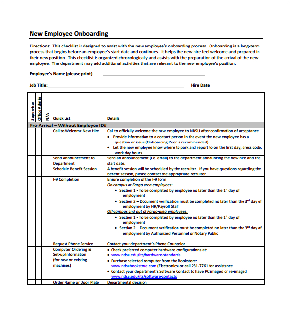 Onboarding Documents For New Hires