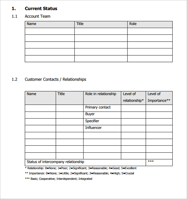 key account planning template