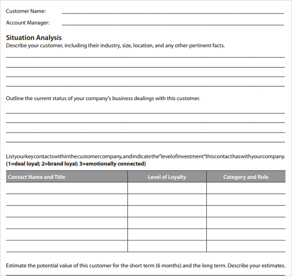 customer account plan template