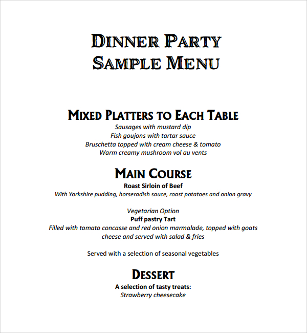 FREE 8+ Sample Event Menu Templates in PDF MS Word