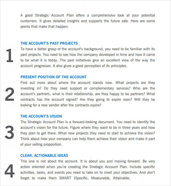 sample strategic account plan template