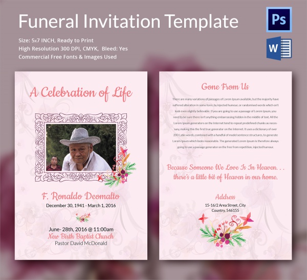 Funeral Invitation Template Free 8