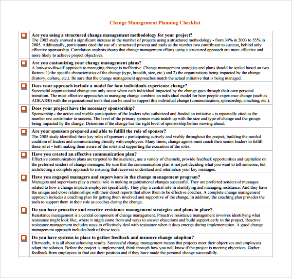 Free 16 Sample Change Management Plan Templates In Ms Word Pdf