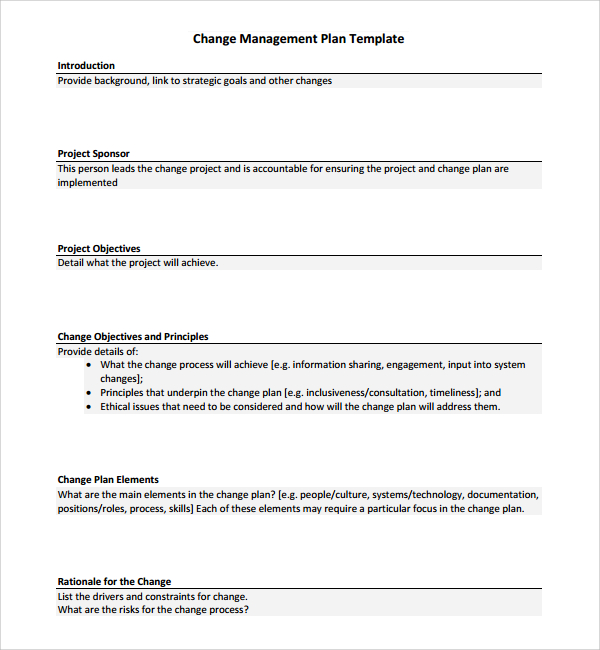 12  Change Management Plan Templates Sample Templates