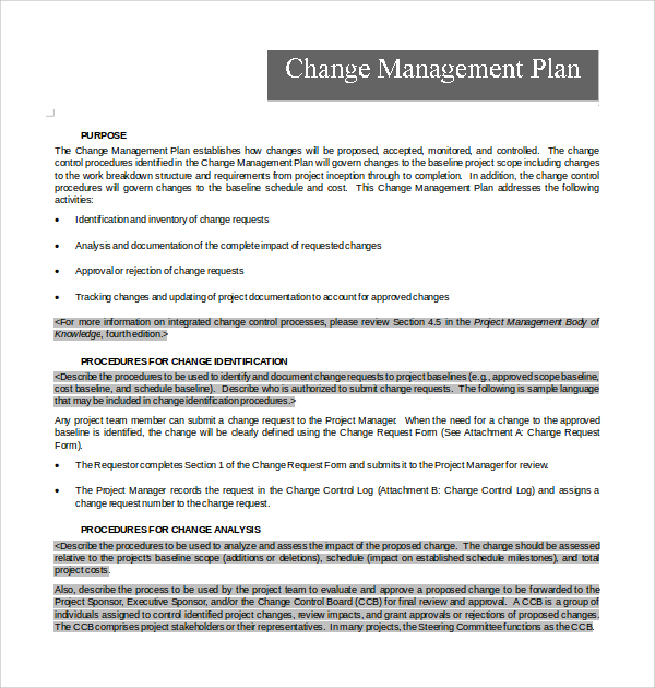 FREE 13+ Sample Change Management Plan Templates in PDF ...