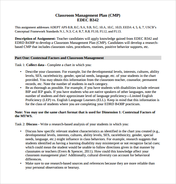 simple classroom management plan