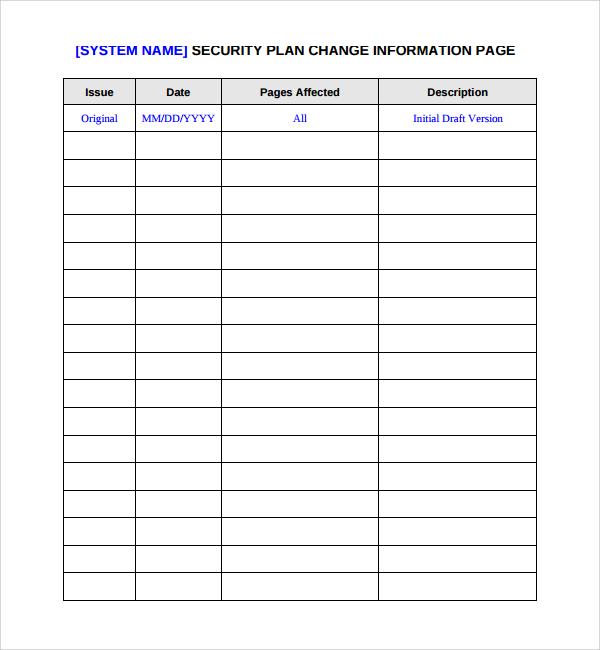 Dot Security Plan Template