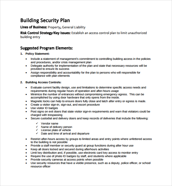 10  Security Plan Templates Sample Templates