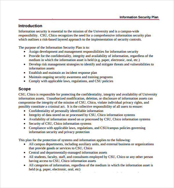 FREE 8+ Sample Security Plan Templates in PDF MS Word Google Docs