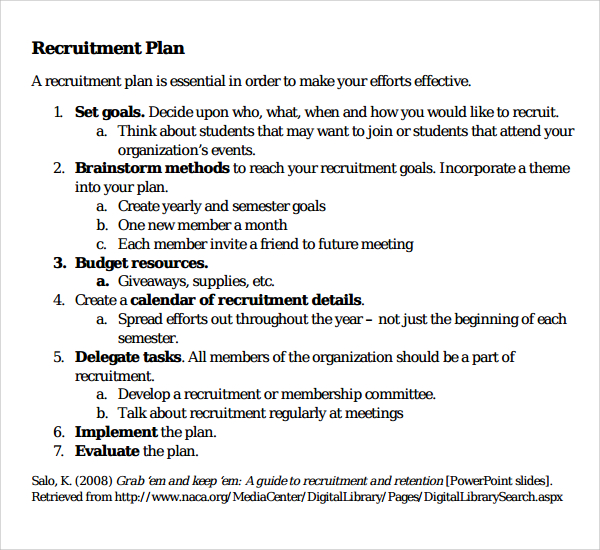 10  Recruiting Plan Templates Sample Templates