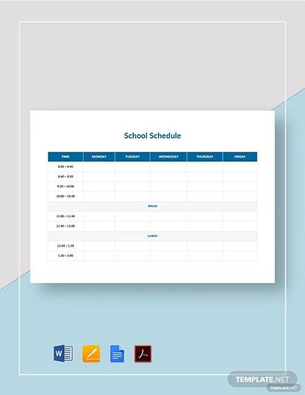 School Schedule Template