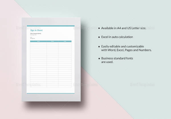 blank sign in sheet template