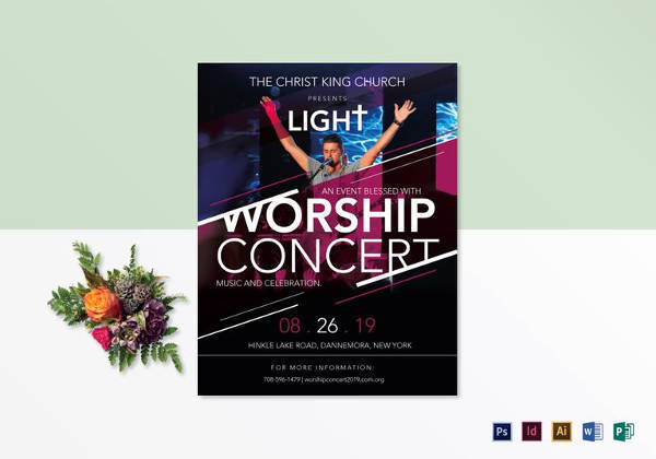 church worship concert flyer template in psd
