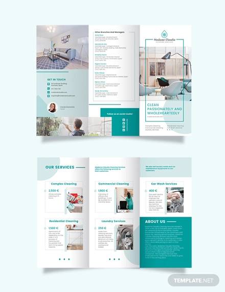cleaning service company tri fold brochure template