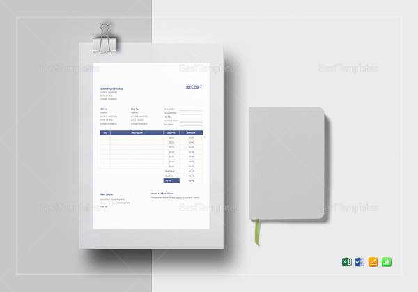 editable receipt format template