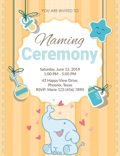 elegant naming ceremony invitation template