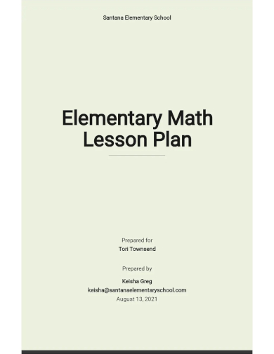 elementary math lesson plan template