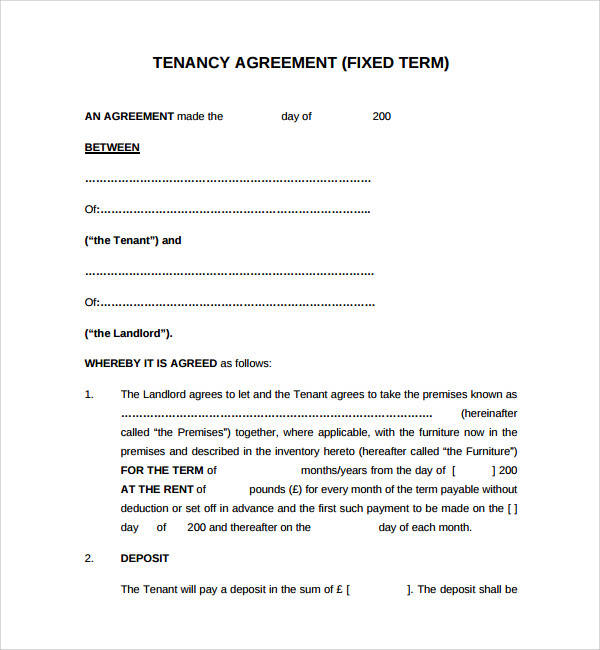 FREE 18+ Sample Tenancy Agreement Templates in PDF MS Word Google
