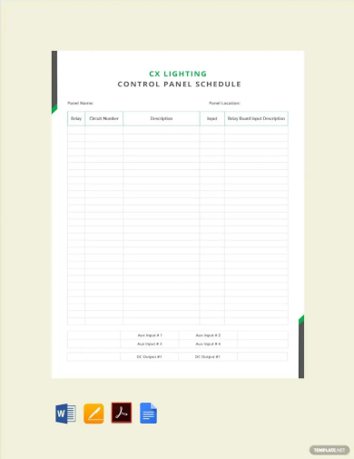 free cx lighting control panel schedule template