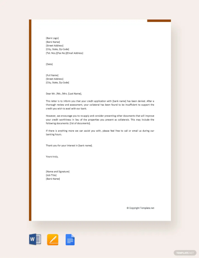 free credit denial letter template