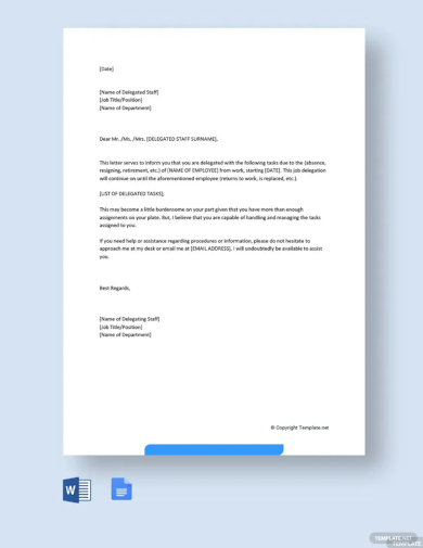 free job delegation letter template