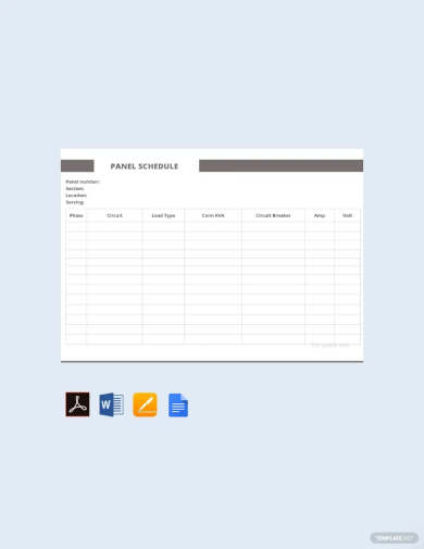 free sample panel schedule template