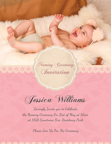 happy baby naming ceremony invitation card template