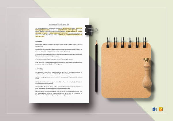 marketing consulting agreement template in word