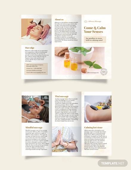 massage salon tri fold brochure template