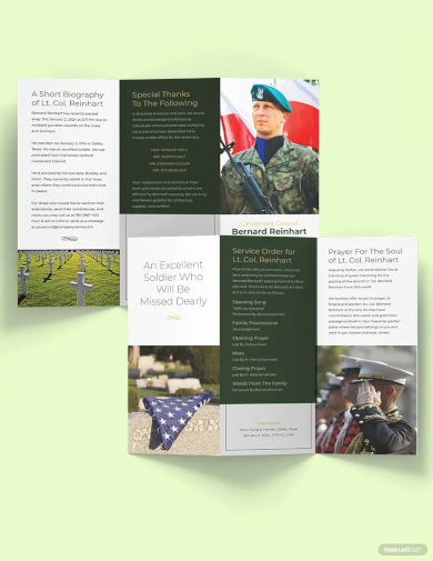 military funeral program tri fold brochure template