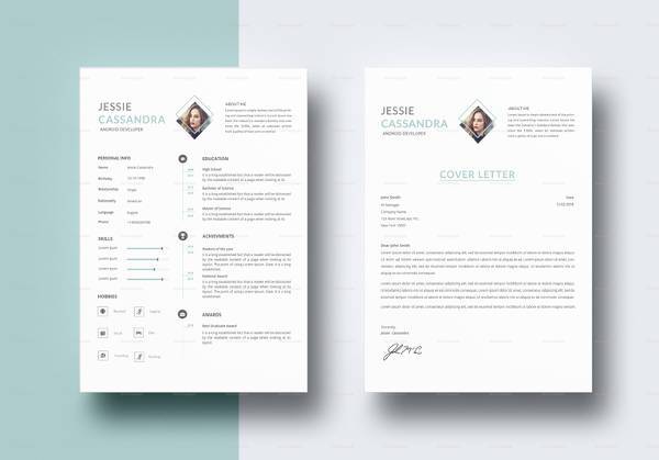 modern android developer resume template in indesign