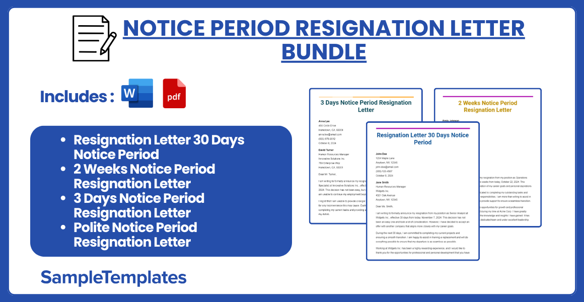 notice period resignation letter bundle