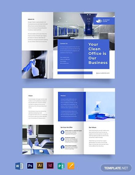 office cleaning service tri fold brochure template
