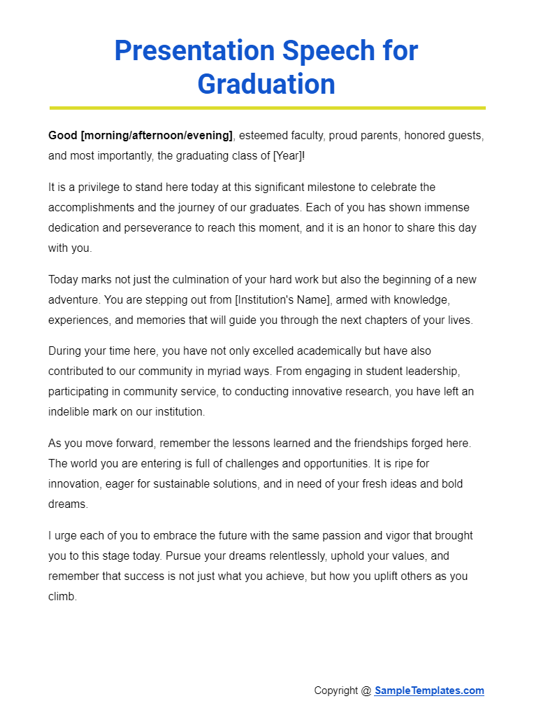 presentation speech for graduation