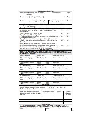 printable employment history template1