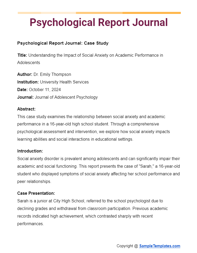 psychological report journal