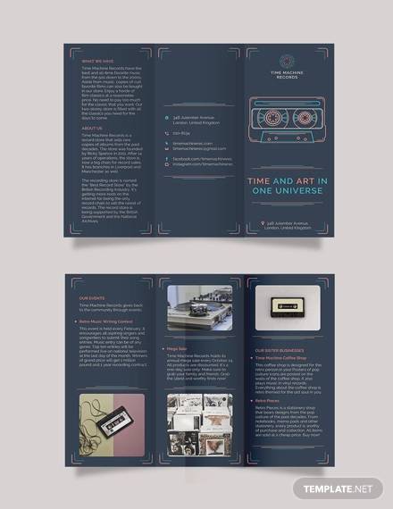 retro business tri fold brochure template