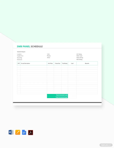 swb panel schedule template