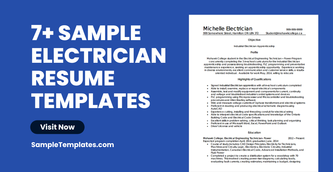 sample electrician resume template