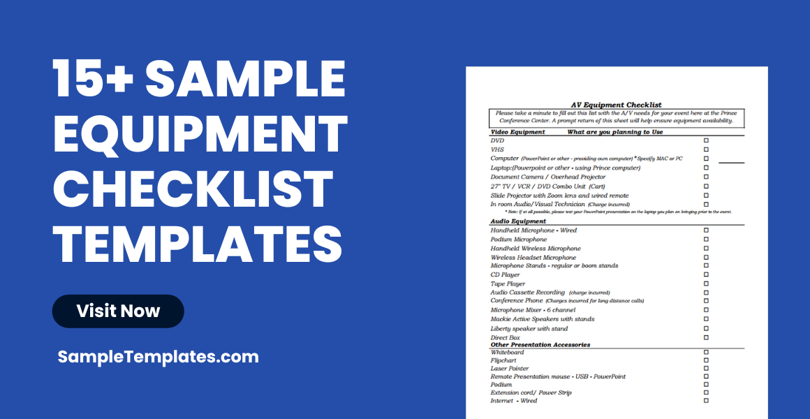 sample equipment checklist template