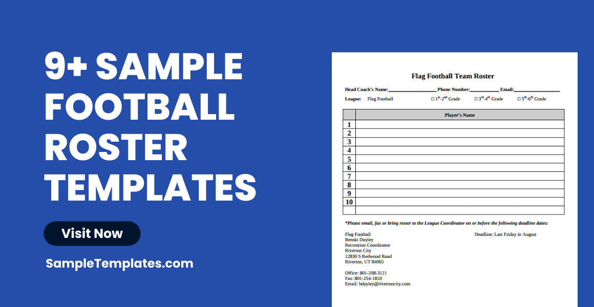 sample football roster template