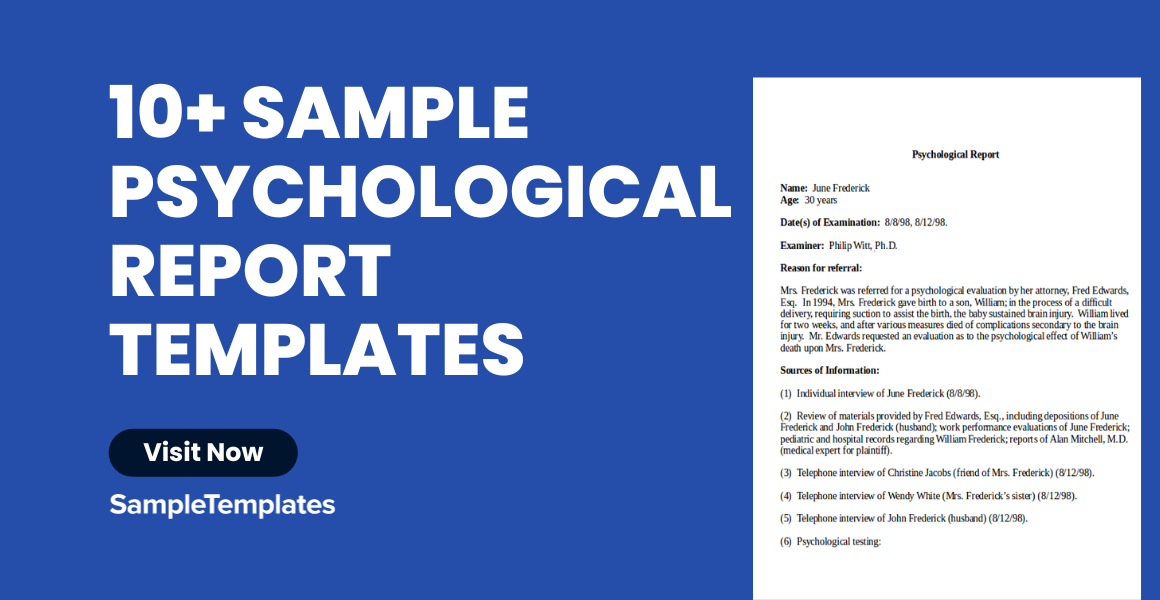 sample psychological report templates