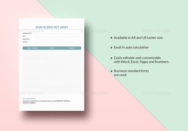 sample sign in sign out sheet template
