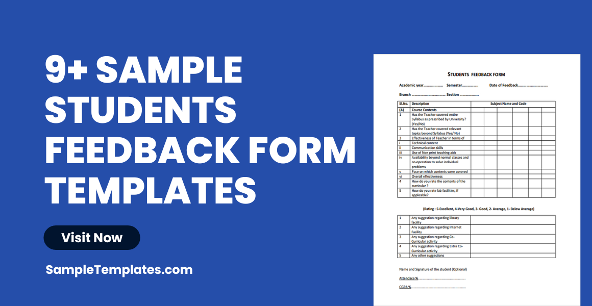 sample students feedback form templates