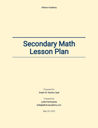 secondary math lesson plan template