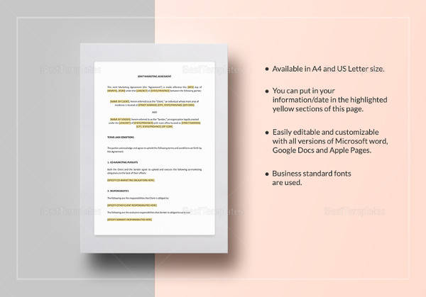 simple joint marketing agreement template