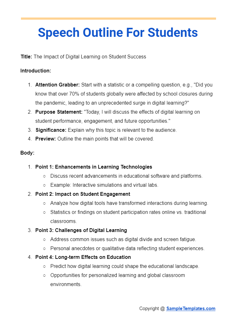 speech outline for students