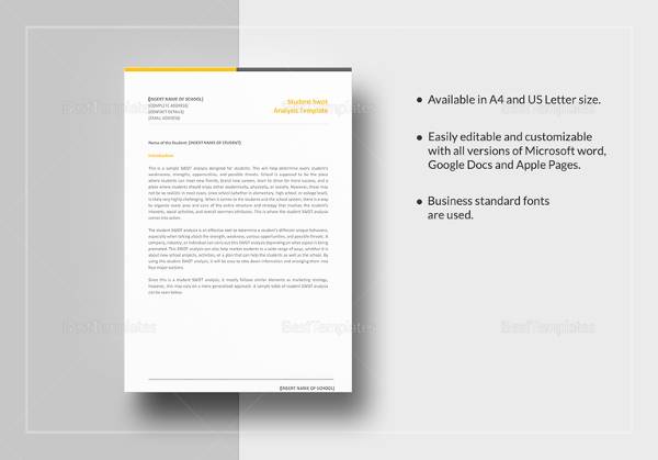 student swot analysis template