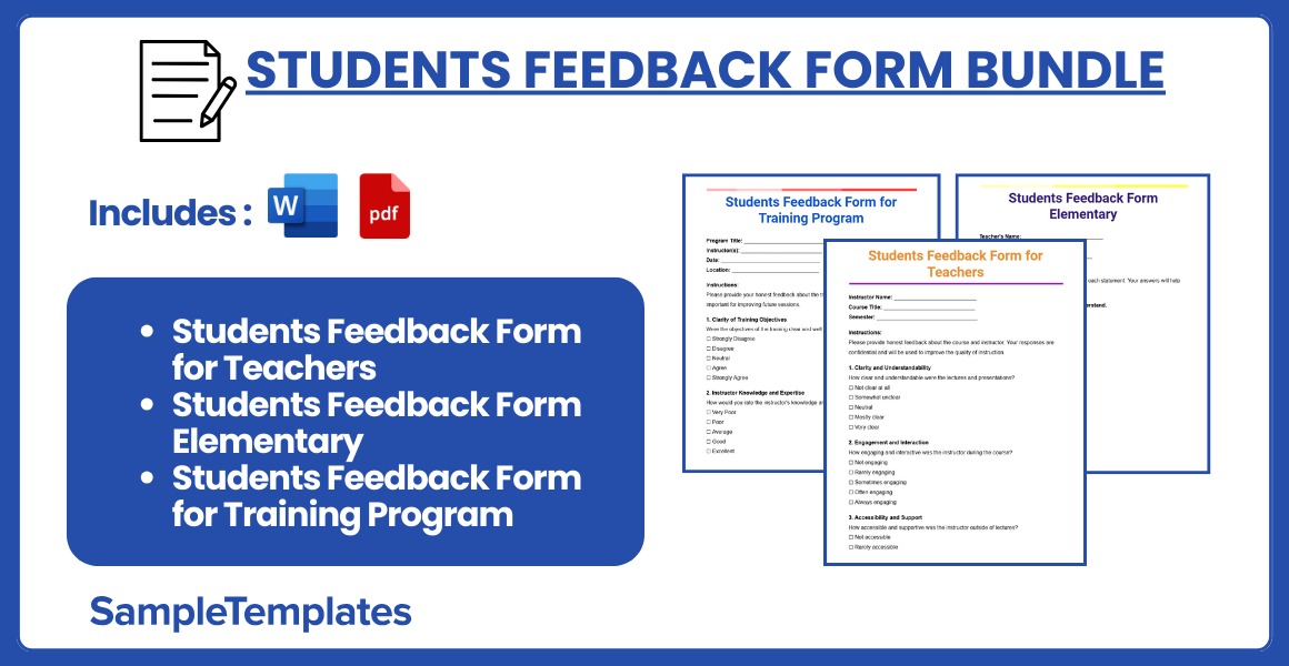 students feedback form bundle 