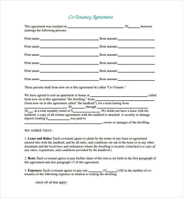 House Share Tenancy Agreement Template